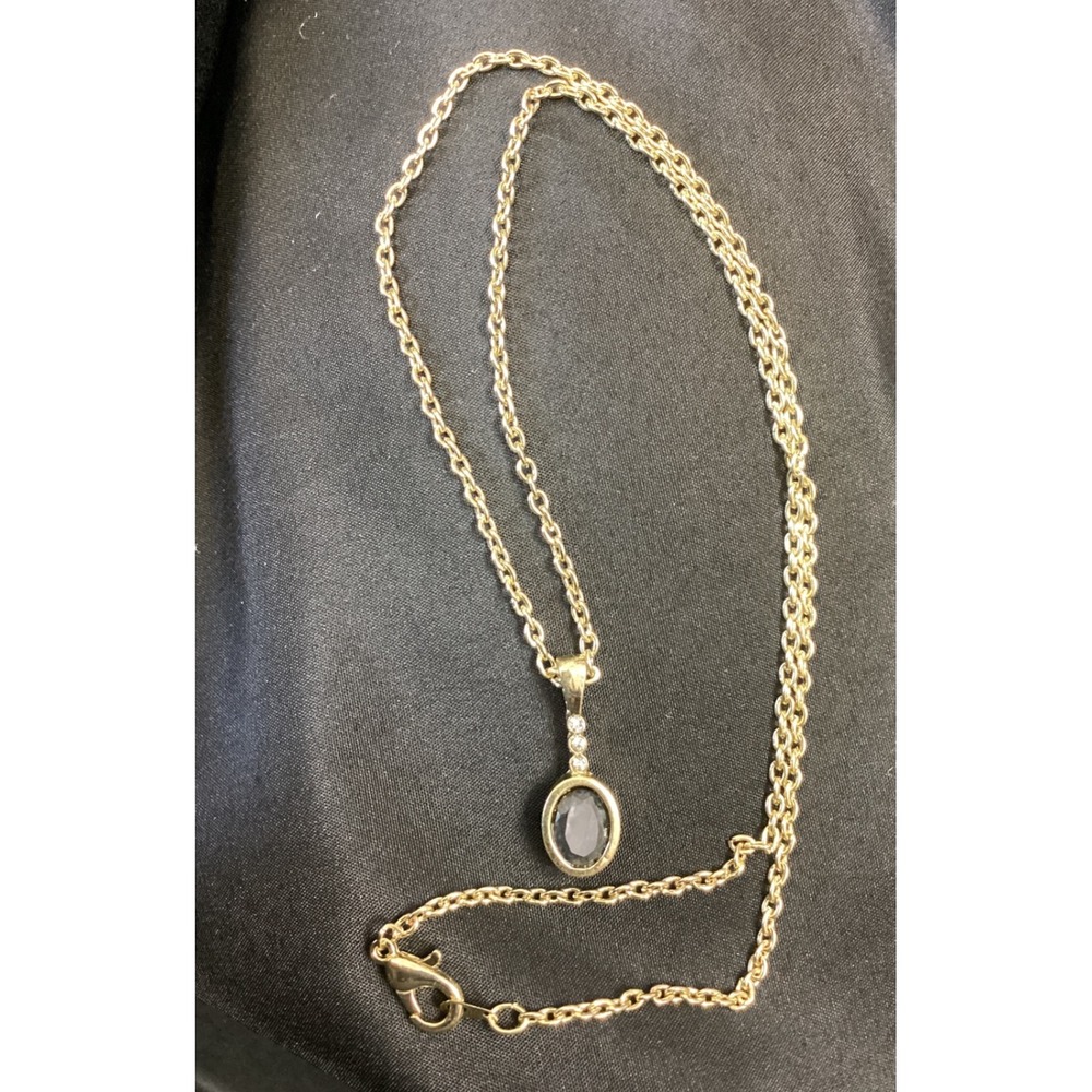 Sapphire Pendant Necklace Gold Tone Chain Bezel Set 2.00‎ ct